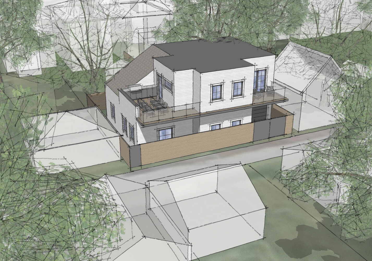 Aerial Perspective - Sustainable Residential Addition Toronto