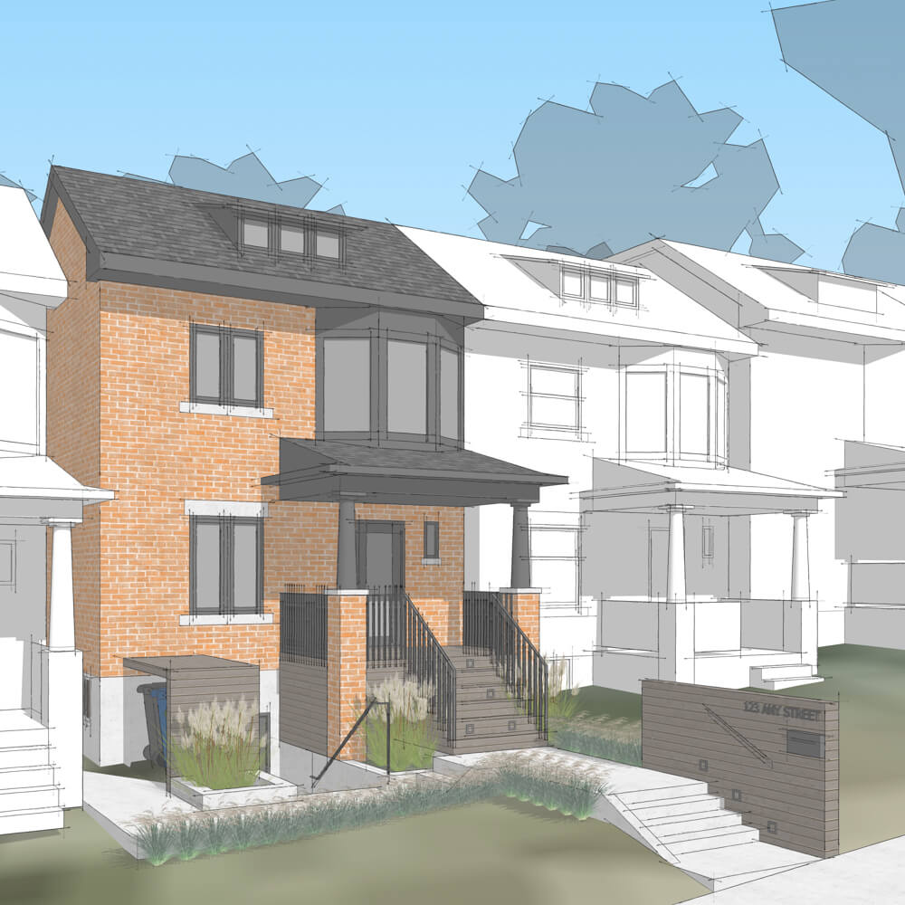 Front Perspective - Sustainable Residential Addition Toronto