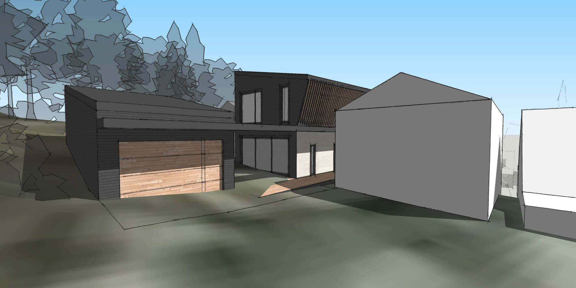Garage Front Perspective - Sustainable Residential Addition Toronto