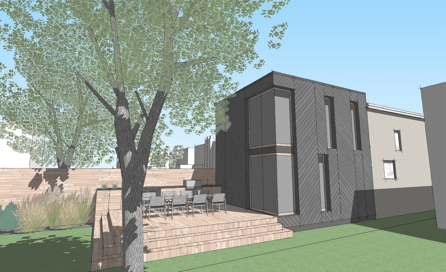 Rear Yard Perspective - Sustainable Residential New Build Toronto
